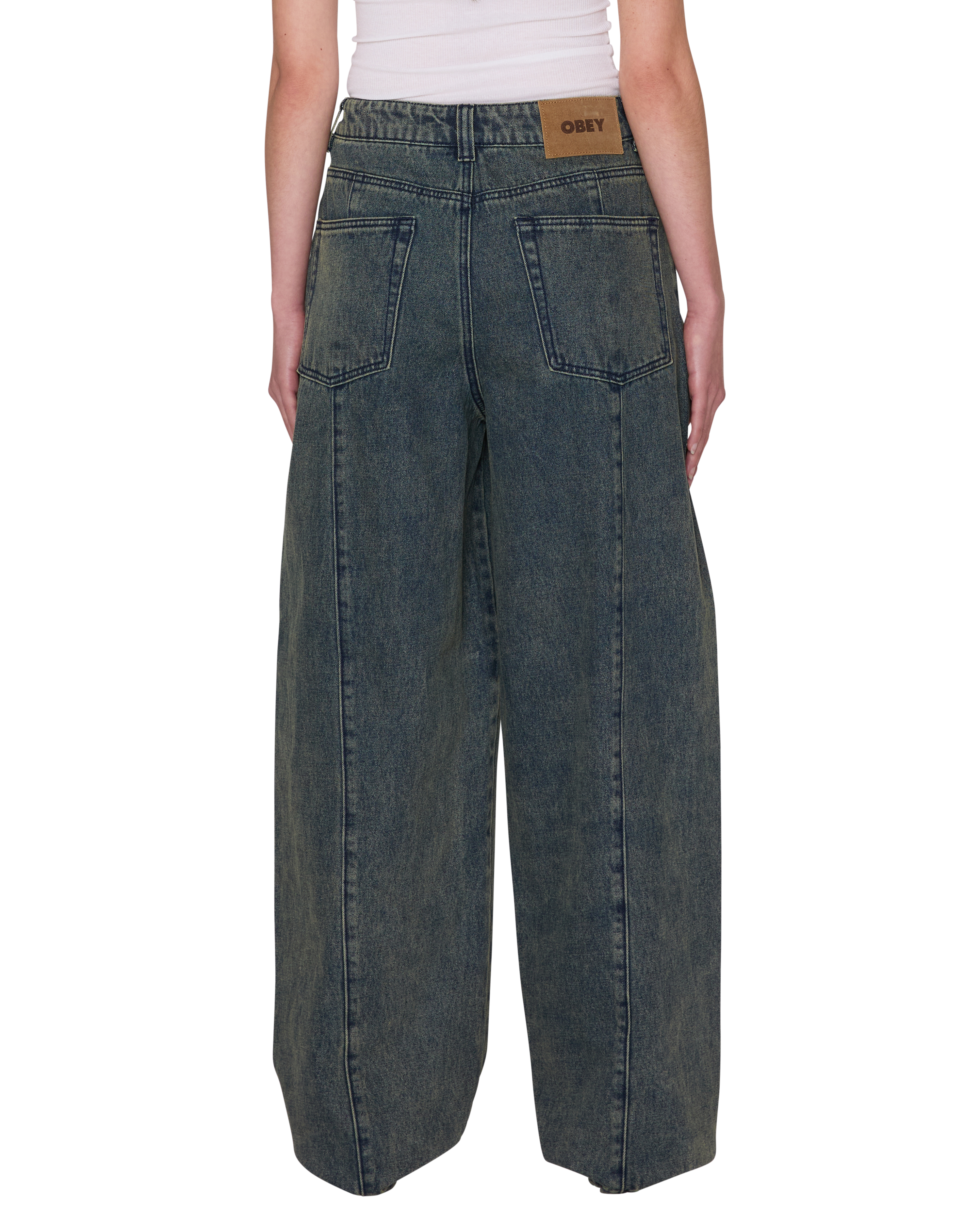 Obey Nana Denim Yellow Tint Wash Damen Baggy Jeans blau gelb